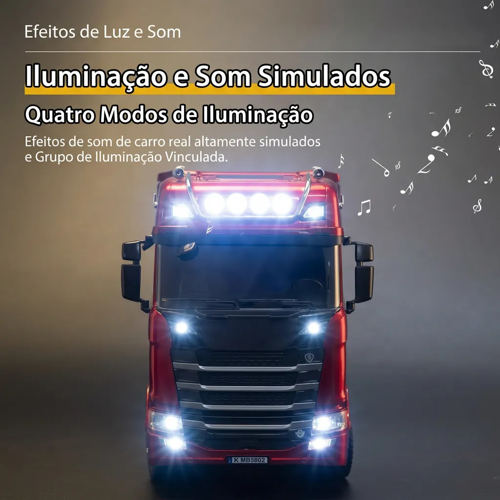 Efeitos de luz e som da miniatura Scania 770S